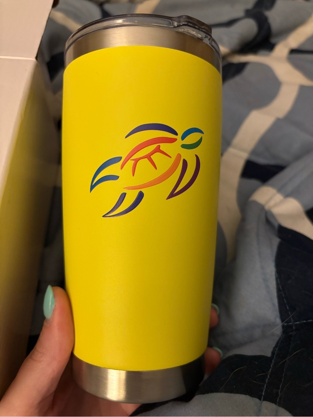 Yellow Tumbler with Colorful 🐢Turtle- Insulated Drinkware